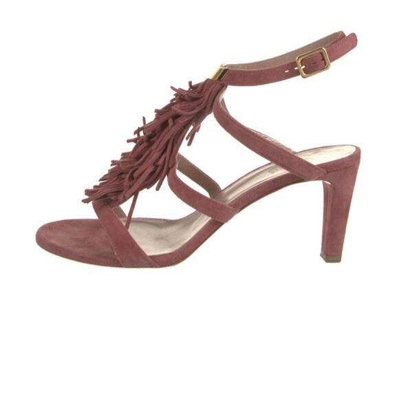 Chloe Daniella Suede Fringe Accent T-Strap Sandals - Picture 1 of 12